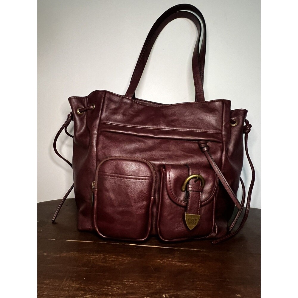 Frye and Co Satchel Faux Leather Large Tote Cognac Brown EUC